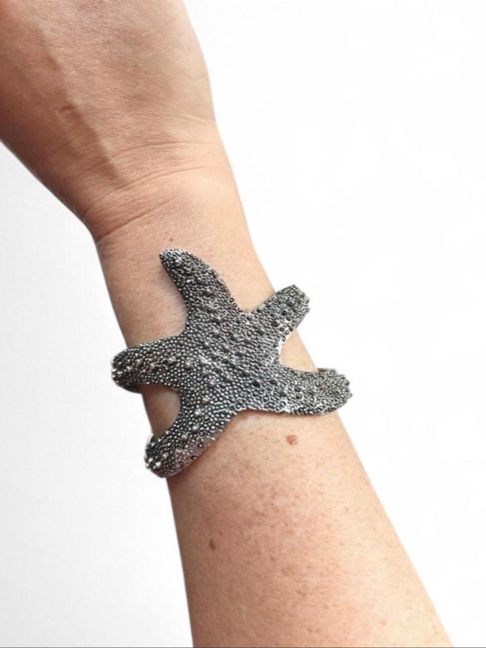 Vintage | Aquamarine Silver Starfish Cuff Bracelet